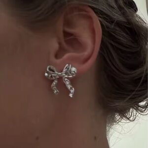 Golden Ribbon Bow Chic & Feminine Glam Earrings